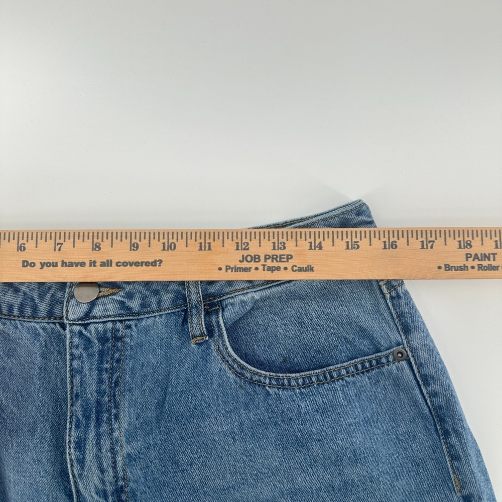 Fashion Nova Jeans Womens 15 Blue Distressed Denim High Rise Relaxed Straight - Picture 8 of 11
